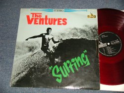 Photo1: THE VENTURES ベンチャーズ -  SURFING サーフィン・ヴェンチャーズ (Ex+/POOR A-1,B-1) / 1964 JAPAN ORIGINAL "1800Yen Mrak"  "RED WAX Vinyl" used LP