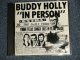 BUDDY HOLLY　バディ・ホリー  - RARE TRACKS レア・トラックス IN PERSON LIVE (MINT-/MINT) /  1989 JAPAN Used CD 