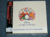 Photo: QUEEN クイーン - A NIGHT AT THE OPERA オペラ座の夜 ( MINT-/MINT) / 2005  JAPAN ORIGINAL "30THE ANNIVERSARY EDITION CD& DVD"  Used CD+DVD  with OBI  & With OUTER PLASTIC CASE 