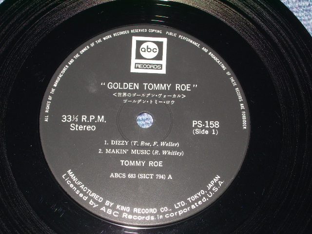 Photo: TOMMY ROE - GOLDEN TOMMY ROE  / 1969 JAPAN ORIGINAL 7"33EP  With PICTURE SLEEVE 