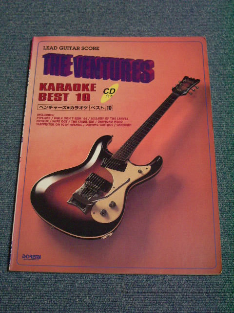 Photo1: THE VENTURES - LEAD GUITAR SCORE  KARAOKE   BEST 10  With CD  /  1993 JAPAN  Used BOOK + CD 