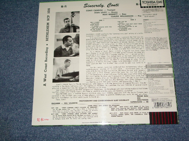 Photo: CONTI CANDOLI  - SINCERELY CONTI  / 2000 JAPAN LIMITED Japan 1st RELEASE  BRAND NEW 10"LP Dead stock