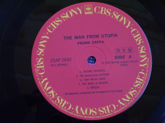 Photo: FRANK ZAPPA - THE MAN FROM UTOPIA / 1983 JAPAN ORIGINAL PROMO LP With OBI + SHRINK WRAP + BOOK