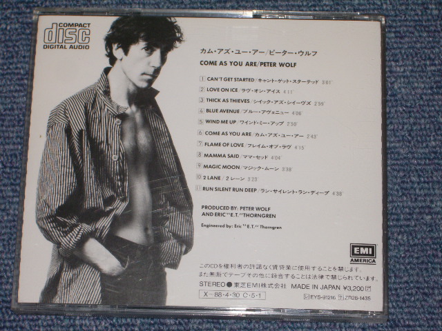 Photo: PETER WOLF ( of J.GILES BAND) - COME AS YOU ARE  / 1987 JAPAN Original Used CD