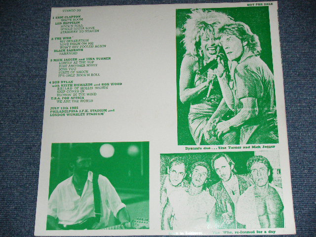 Photo: V.A. OMNIBUS(ERIC CLAPTON,LED EZEPPELIN,THE WHO,BLACK SABBATH,MICK JAGGER,TINA TURNER,BOB DYLAN,KEITH RICHARDS,RON WOOD,U.S.A.FOR AFRICA ) - LIVE AID-THE GLOVAL JUKE BOX VOL.2 /  COLLECTORS ( BOOT ) 2LP
