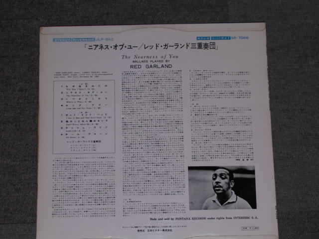 Photo: RED GARLAND - THE NEARNESS OF YOU BALLADS PLAYED BY RED GARL;AND / 1962 ?  JAPAN ORIGINAL ? LP
