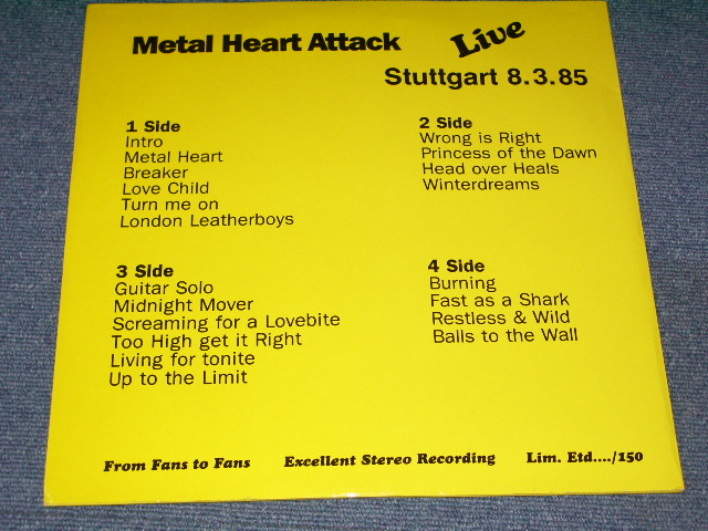 Photo: ACCEPT - LIVE METAL HEART ATTACK STUTTGART 8.3.85  / 1985  ORIGINAL  COLLECTORS  2 LP