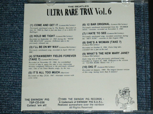 Photo: THE BEATLES -  ULTRA RARE TRAX  VOL.6 / 1989 GERMANY Used COLLECTOR'S CD 