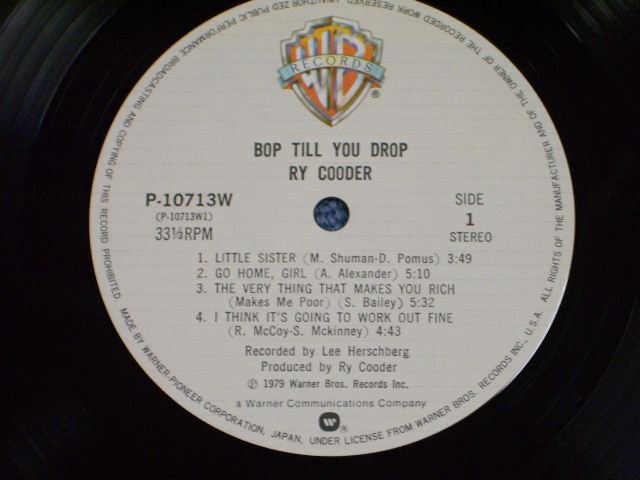 Photo: RY COODER - BOP TILL YOU DROP / LP+OBI