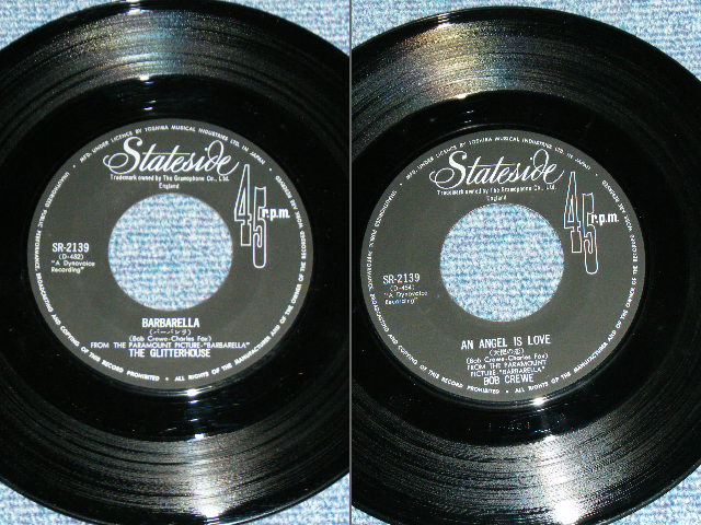 Photo: ost A)THE GLITTERHOUSE - BARBARELLA : B) BOB CREWE - AN ANGEL IS LOVE / 1968 JAPAN ORIGINAL Used 7" Single 