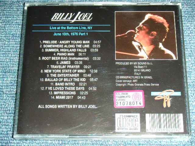 Photo: BILLY JOEL - LIVE IN NY '76 Part-1 / Used COLLECTOR'S CD  