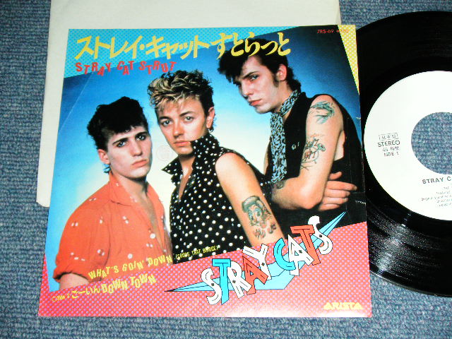 Photo1: STRAY CATS  ストレイ・キャッツ - A)STRAY CAT STRUT  ストレイ・キャットすとらと     B)WHAT'S GOIN' DOWN  ごーいんDOWN TOWN / 1981Japan ORIGINAL White Label PROMO Used 7" Single With PICTURE SLEEVE 