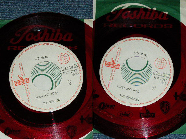 Photo: THE VENTURES  -  FUZZY AND WILD ( WHITE LABEL PROMO  : RED WAX VINYL : 370 Yen Mark :Ex++/Ex+++,Ex++ ) / 1967 JAPAN 0RGINAL White Label Promo & RED WAX VINYL  Used 7" Single 