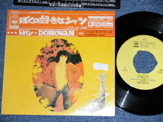 Photo1: DONOVAN - I LOVE MY SHIRT  / 1969? JAPAN ORIGINAL YELLOW Label Promo Used  7"45 With PICTURE COVER 