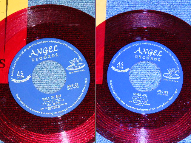 Photo: A) PAUL RAVEN - WALK ON BOY / B) MICHAEL COX - COVER GIRL  / 1960's JAPAN ORIGINAL RED WAX Vinyl  Used 7" Single 