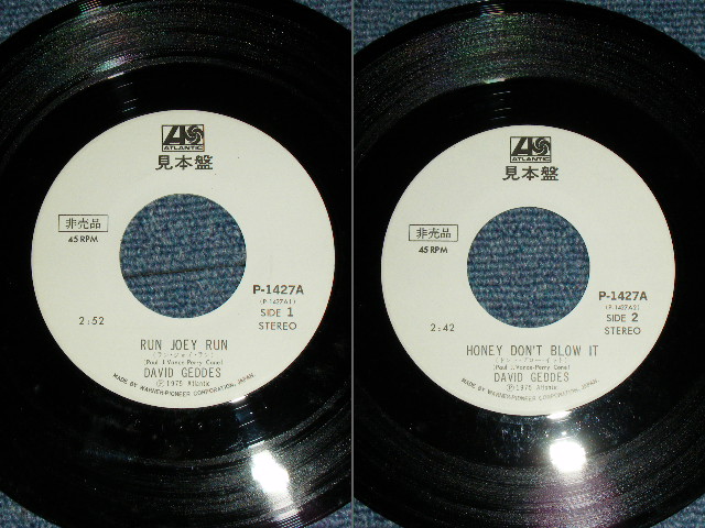 Photo: DAVID GEDDES - RUN JOY RUN   / 1975 JAPAN ORIGINAL White Label PROMO  Used 7" Single With PICTURE COVER