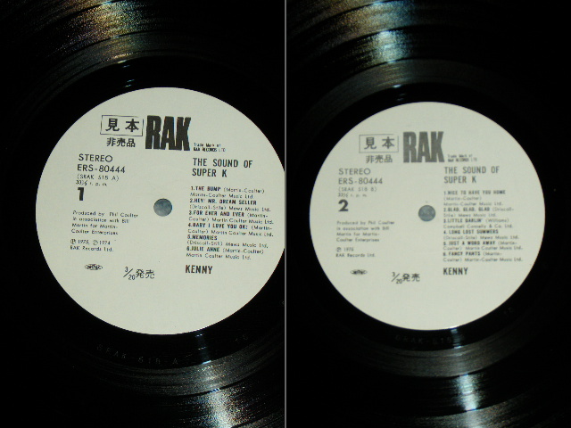 Photo: KENNY - THE SOUND OF SUPER K   / 1975 JAPAN  ORIGINAL WHITE LABEL PROMO Used LP With OBI 