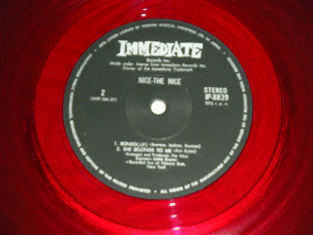 Photo: THE NICE ( KEITH EMERSON- NICE ( Ex++/Ex+++ ) / 1970? JAPAN  ORIGINAL 'RED WAX Vinyl' Used  LP 