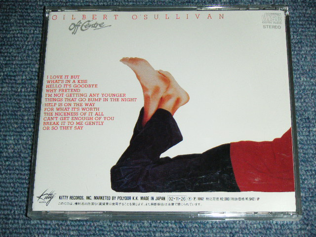 Photo: GILBERT O'SULLIVAN - OFF CENTRE  /  1992 JAPAN ORIGINAL 1st Press Used CD 