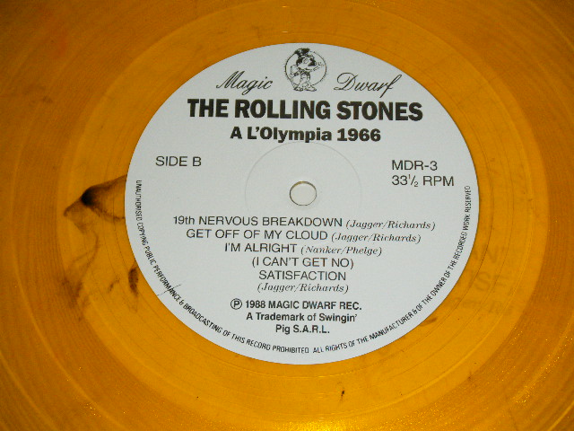 Photo: ROLLING STONES -  A L'OLYMPIA 1966 / 1988 COLLECTOR'S Boot West-GERMANY ORIGINAL YELLOW WAX Vinyl Used LP 