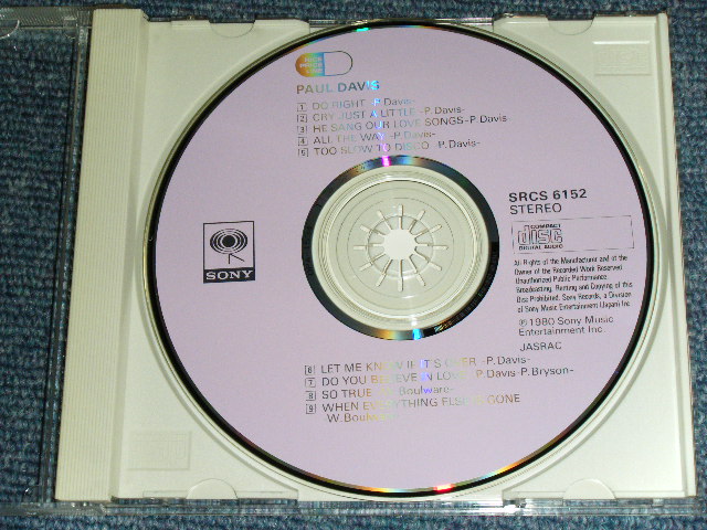 Photo: ポール・デイヴィス PAUL DAVISW - パステル・メッセージ PAUL DAVIS / 1991 JAPAN ORIGINAL Used CD With OBI  Out-Of-Print