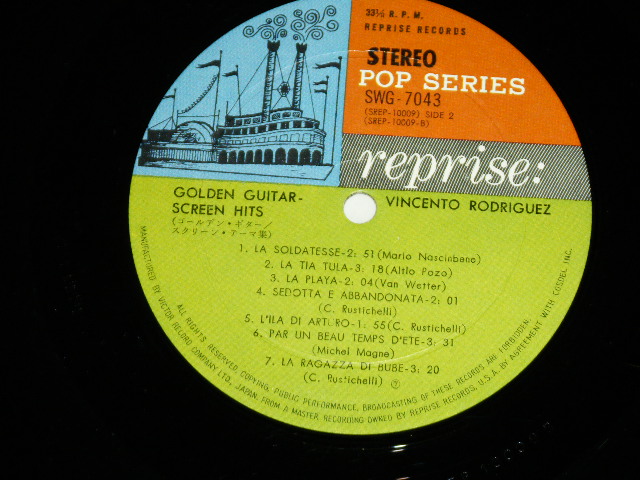 Photo: VINCENT RODRIGUEZ　ビンセント・ロドリゲス - GOLDEN GUITAR : SCREEN HITS スクリーン・テーマ集/ 1960's JAPAN ORIGINAL Used LP With OBI 