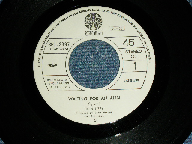 Photo: THIN LIZZY シン・リジィ - WAITING FOR AN ALIBI アリバイ ( Ex-/Ex+++ )  / 1979 JAPAN ORIGINAL  WHITE  LABEL PROMO 7"45 With PICTURE COVER