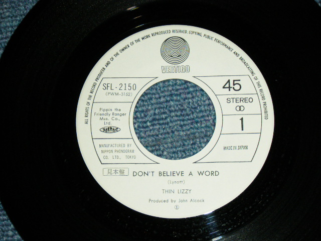 Photo: THIN LIZZY シン・リジィ - DON'T BELIEVE A  WORD 甘い言葉に気をつけろ / 1977 JAPAN ORIGINAL  WHITE  LABEL PROMO 7"45 With PICTURE COVER