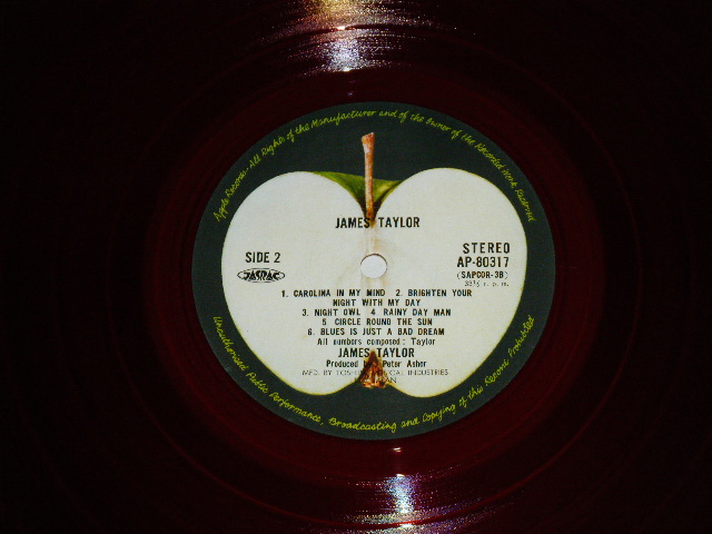 Photo: JAMES TAYLOR - JAMES TAYLOR / 1968 JAPAN ORIGINAL RED WAX Vinyl 1st  Press used  LP 
