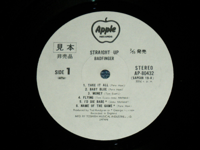 Photo: BADFINGER - STRAIGHT UP ストレート・アップ  / 1972 JAPAN ORIGINAL White Label PROMO Used  LP  With OBI 