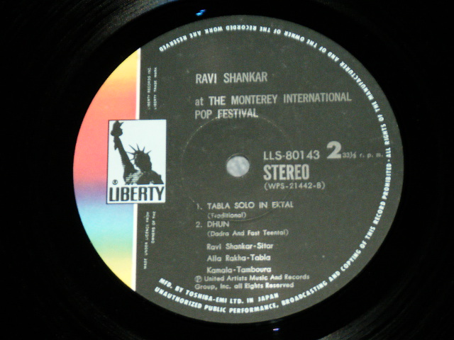 Photo: RAVI SHANKAR ラヴィ・シャンカール - AT THE MONTEREY INTERNATIONAL POP FESTIVAL / 1970s JAPAN REISSUE Used LP With OBI 