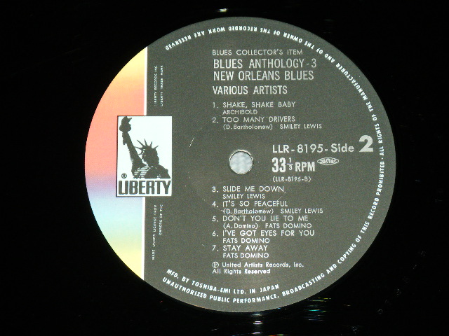 Photo: VA OMNIBUS ( ROOSVELT SYKES + WEE WILLY WAYNE + PAPA LIGHTFOOT + LITTLE SONNY + SMILEY LEWIS + FATS DOMINO + SMILIN' JOE + ARCHIBOLD ) - BLUES ANTHOLOGY-3 : NEW ORLEANS BLUES  / MID 1970's JAPAN MONO Used LP 