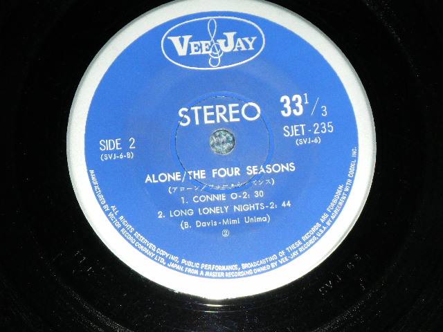 Photo: THE FOUR 4 SEASONS フォー・シーズンズ - ALONE / 1964 JAPAN ORIGINAL Used 7"33rpm EP With PICTURE SLEEVE 