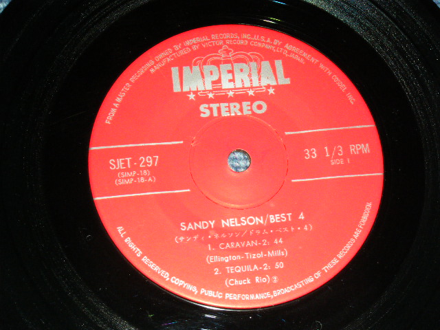 Photo: SANDY NELSON - DRUM BEST 4 / EP  ( 500 Yen Mark  :Ex++/Ex+++ ) / 1960's JAPAN ORIGINAL Used 7" EP