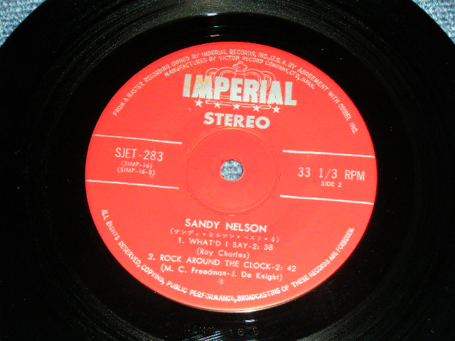 Photo: SANDY NELSON - BEST FOUR / EP  ( 500 Yen Mark SEAL :Ex+++/Ex+++ ) / 1960's JAPAN ORIGINAL Used 7" EP