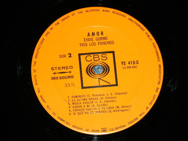 Photo: EYDIE GORME & The TRIO LOS PANCHOS イーディー・ゴーメ- AMOR : GREAT LOVE SONGS IN SPANISH   / 1964  JAPAN ORIGINAL Used LP