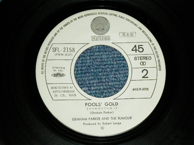 Photo: GRAHAM PARKER- BACK DOOR LOVE ( Ex++/Ex+  Looks:Ex+ ) / 1977 JAPAN ORIGINAL  "WHITE LABEL PROMO" Used 7" Single 