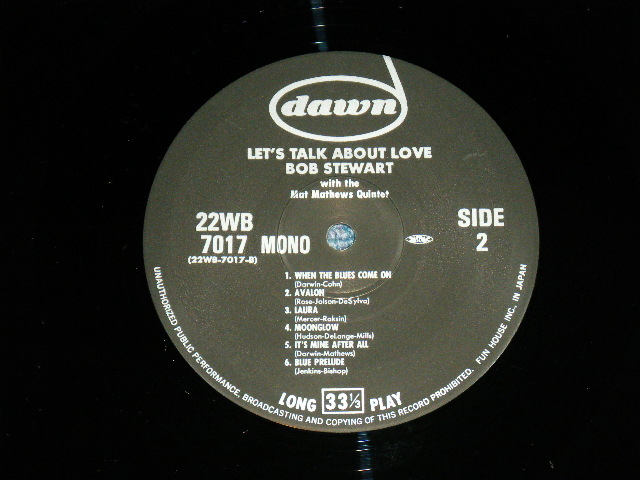 Photo: BOB STEWART ボブ・ステュワート - LET'S TALK ABOUT LOVE  ( MINT-/MINT ) /  1988 JAPAN Limited REISSUE Used  LP + OBI