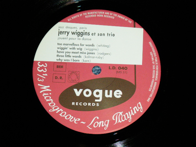 Photo: JERRY WIGGINS et son trio ジェラルド・ウイギンス・トリオ- JERRY WIGGINS et son trio (MINT/MINT)/ 1998 JAPAN LIMITED 1st RELEASE  Used 10"LP With OBI