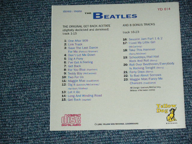 Photo: THE BEATLES -  GET BACK and 22 OTHER SONGS / 1991 Release Version ORIGINAL?  COLLECTOR'S (BOOT)  Used CD 