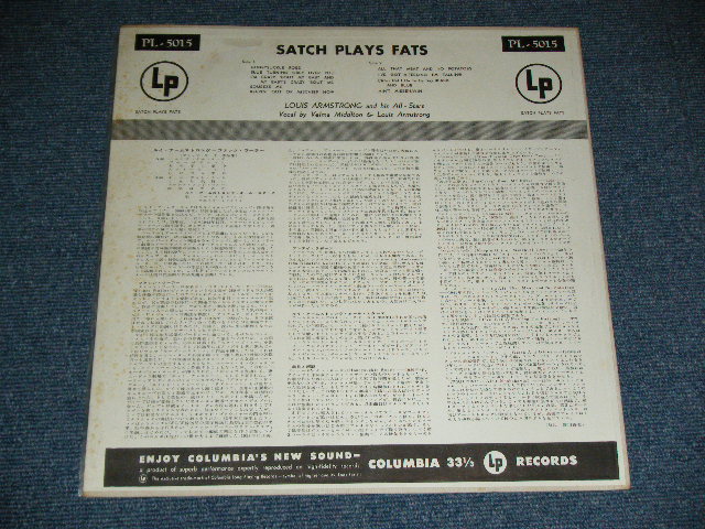 Photo: LOUIS ARMSTRONG ルイ・アームストロング　”サッチモ”  SATCH PLAYS FATS / 1956 JAPAN ORIGINAL Used LP 