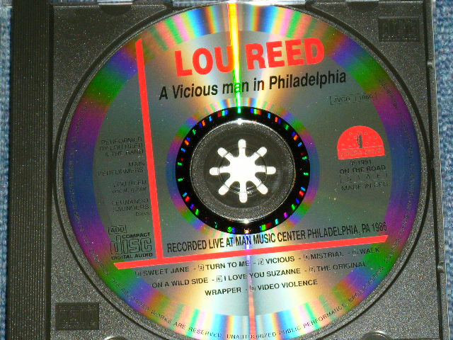Photo: LOU REED - A VICIOUS MAN IN PHILADELPHIA ( Live 1986 )  / 1991  ORIGINAL?  COLLECTOR'S (BOOT)  "BRAND NEW" CD 