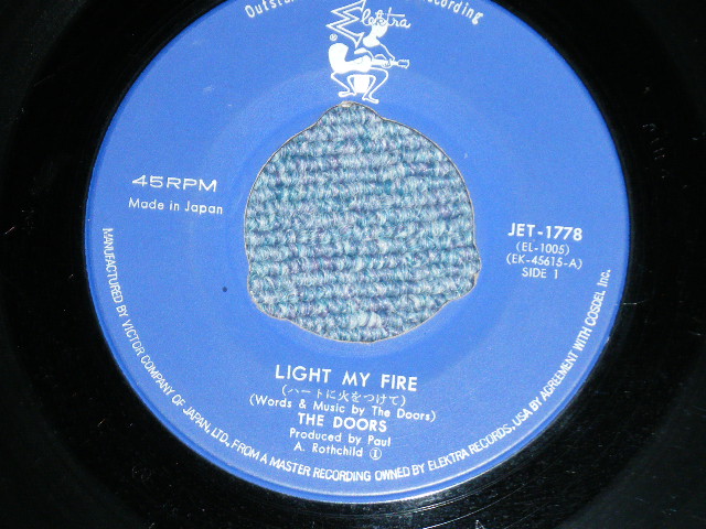 Photo: The DOORS - LIGHT MY FIRE (G/VG+++)  /  JAPAN ORIGINAL  Used 7"45 rpm Single With PICTURE COVER