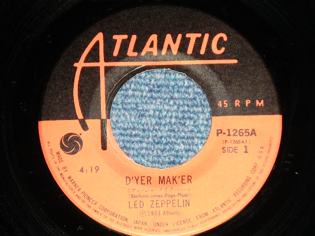 Photo: LED ZEPPELIN -  D'YER MAKE HER ( Ex/Ex+++ )   / 1973 JAPAN ORIGINAL Used 7" Single 