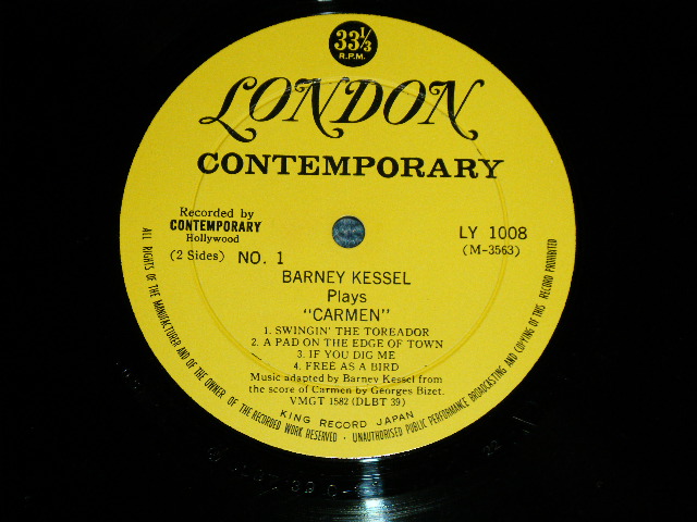 Photo: BARNEY KESSELバーニー・ケッセル - CARMEN  カルメン　( Ex+++/:MINT-  ) / 1950's JAPAN ORIGINAL "ORIGINAL HEAVY WEIGHT"  Used LP  