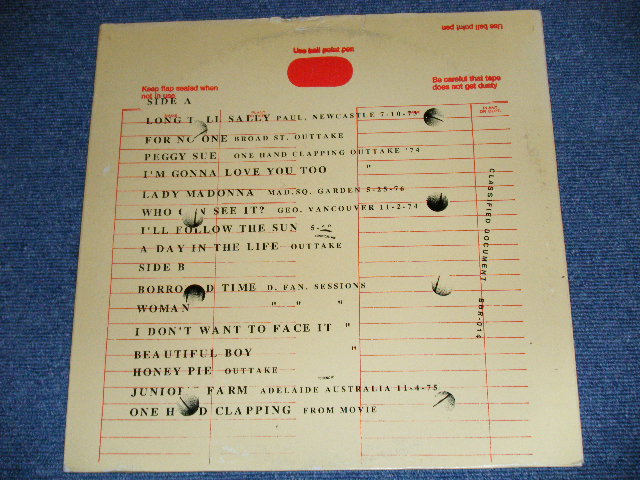 Photo: PAUL McCARTNEY of THE BEATLES - CONFIDENTIAL DOCUMENT ( Ex/Ex++) /    COLLECTORS ( BOOT ) LP 