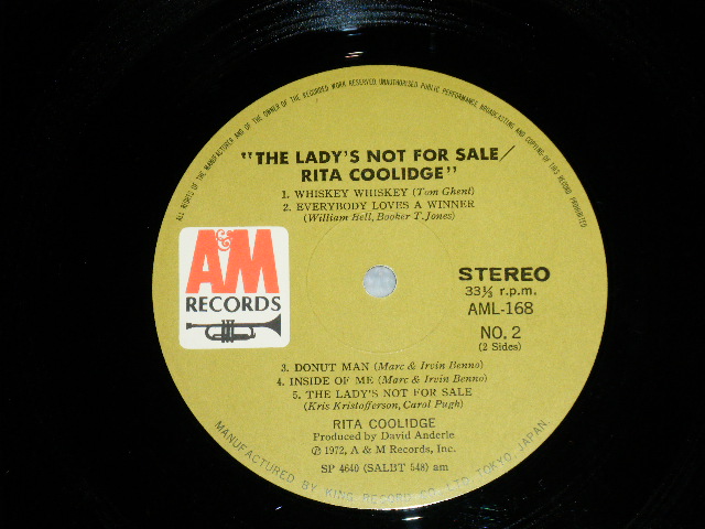 Photo: RITA COOLIDGEリタ・クーリッジ  - THE LADY'S NOT FOR SALE ノット・フォー・セール/第３集( Ex++/MINT-  Looks*Ex+++)  / 1972 JAPAN ORIGINAL Used LP with OBI 