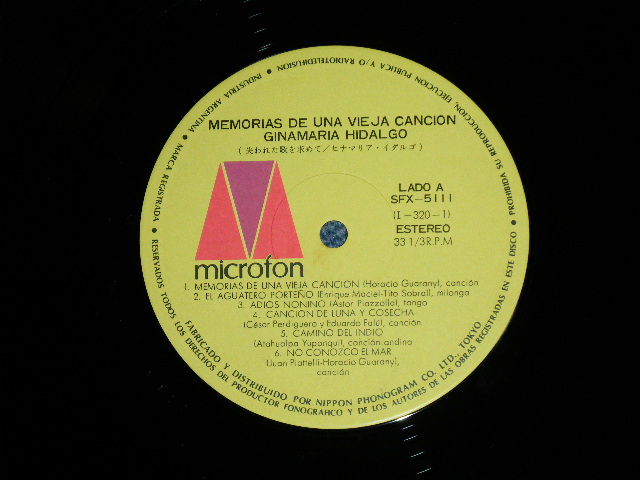 Photo: GINAMARIA HIDALGO 　ヒナマリア・イダルゴ -  MEMORIAS DE UNA VIEJA CANCION 失われた歌を求めて ( Ex+/MINT-)  / 1974 JAPAN ORIGINAL Used LP