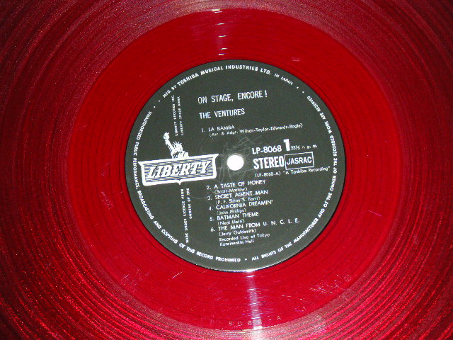 Photo: THE VENTURES - ON STAGE ENCORE! ( Ex+/Ex+++ Looks:Ex++)  / 1966 JAPAN ORIGINAL "RED WAX Vinyl" used  LP 