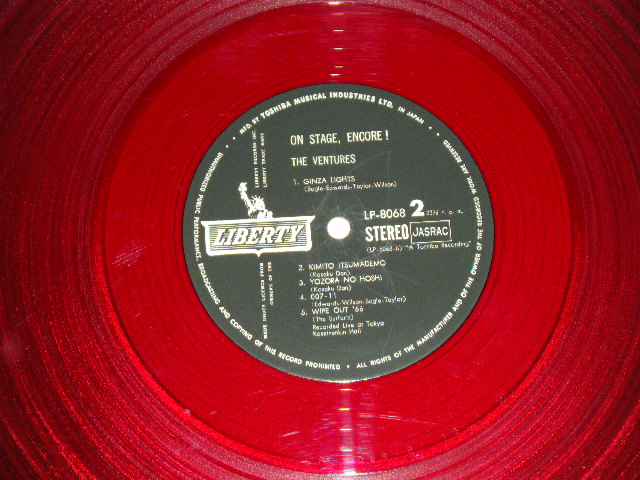Photo: THE VENTURES - ON STAGE ENCORE! ( Ex+/Ex+++ Looks:Ex++)  / 1966 JAPAN ORIGINAL "RED WAX Vinyl" used  LP 